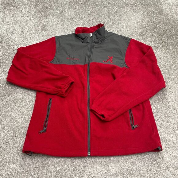Columbia Fleece Jacket Mens Large Red University Of Alabama Full Zip Pocket Hike